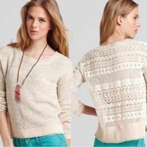 Free People / Sweet Jane cream lace back  pull over / Size XS